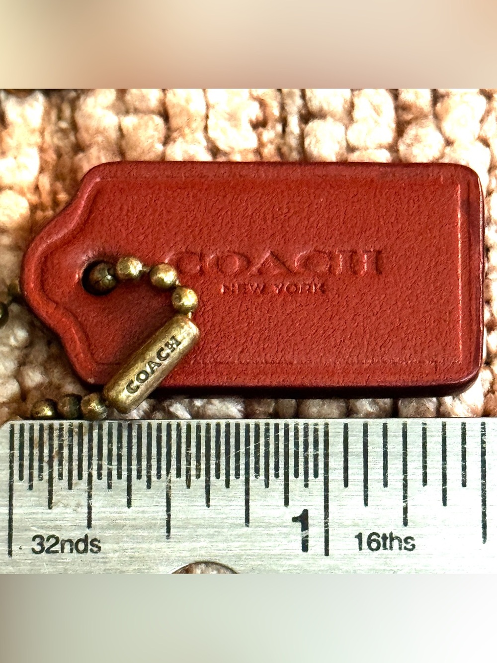 NEW SMOOTH BRICK COLOR COACH HANG TAG w/ GOLD CHAIN  $19